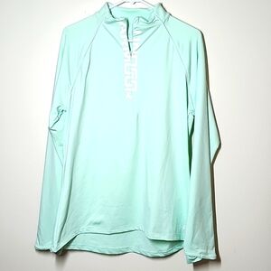 Underarmour coldgear women XL mint green quarterzip long sleeve shirt hand mits